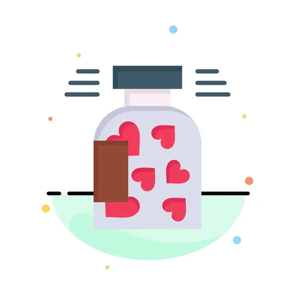 Sklenice, láhev, sušenky, srdce, Valentýnská Barevná ikona — Stockový vektor