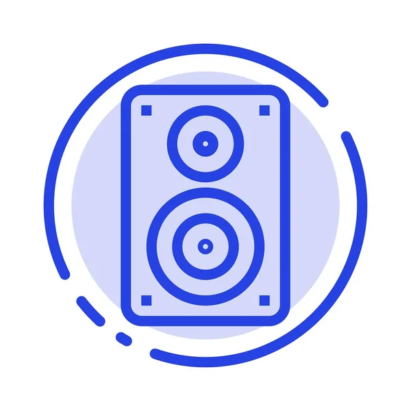 Audio, Wifi, Haut-parleur, Moniteur, Ligne professionnelle à pointillés bleus — Image vectorielle