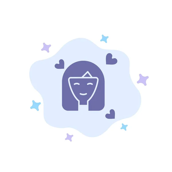 Meisje, persoon, vrouw, avatar, vrouwen blauw pictogram op abstract Cloud B — Stockvector