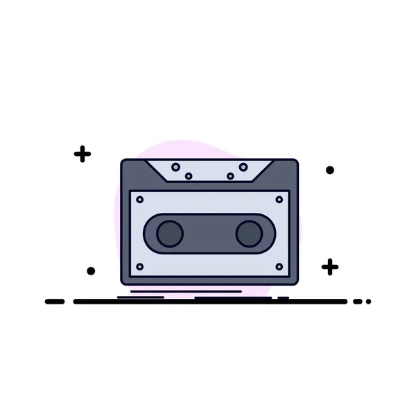 Cassette, demo, grabar, cinta, grabar Flat Color Icon Vector — Archivo Imágenes Vectoriales