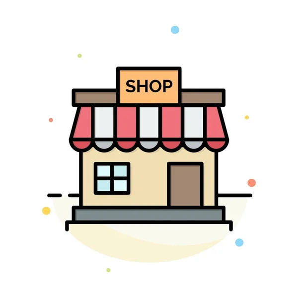 Boutique, Store, En ligne, Store, Market Abstract Flat Color Icon Temp — Image vectorielle