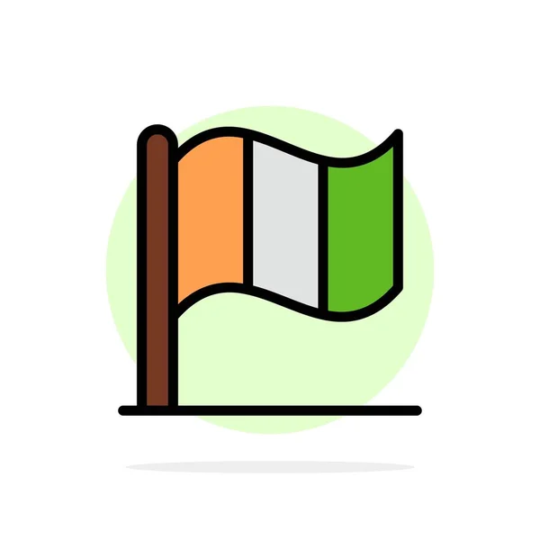 Drapeau, Irlande, Cercle abstrait irlandais Arrière-plan Icône de couleur plate — Image vectorielle