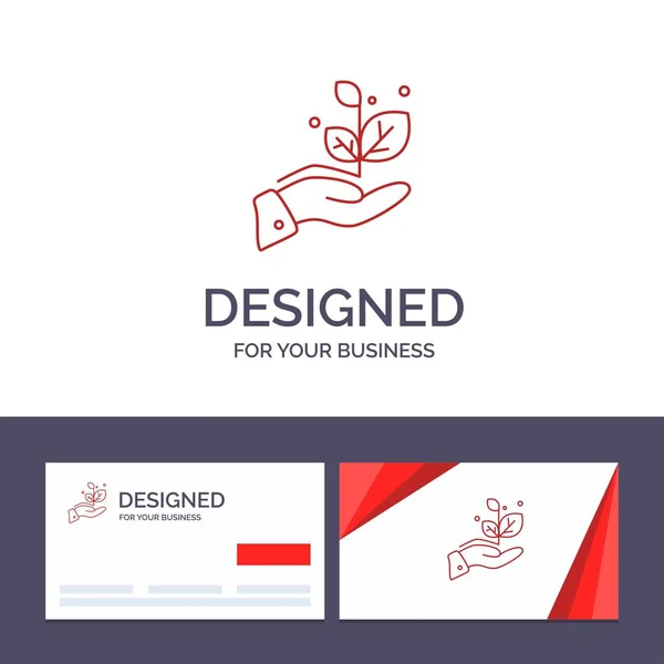 Modèle de carte de visite créative et logo Croissance, croissance, main, Suc — Image vectorielle