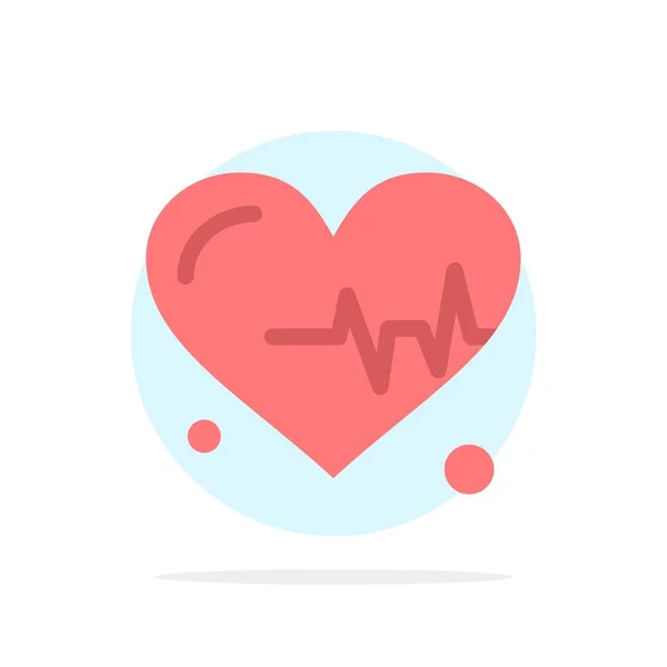 心脏， 节拍， 科学抽象圆 背景 平面颜色图标 — 图库矢量图片
