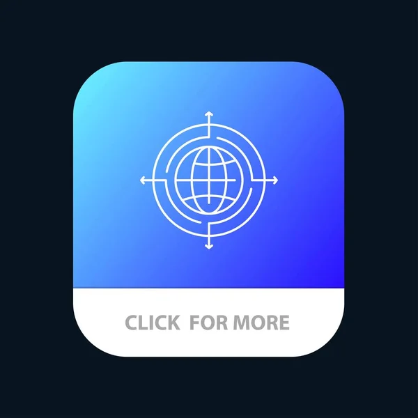 Globe, Focus, Target, Connected Mobile App Button. Android et moi — Image vectorielle