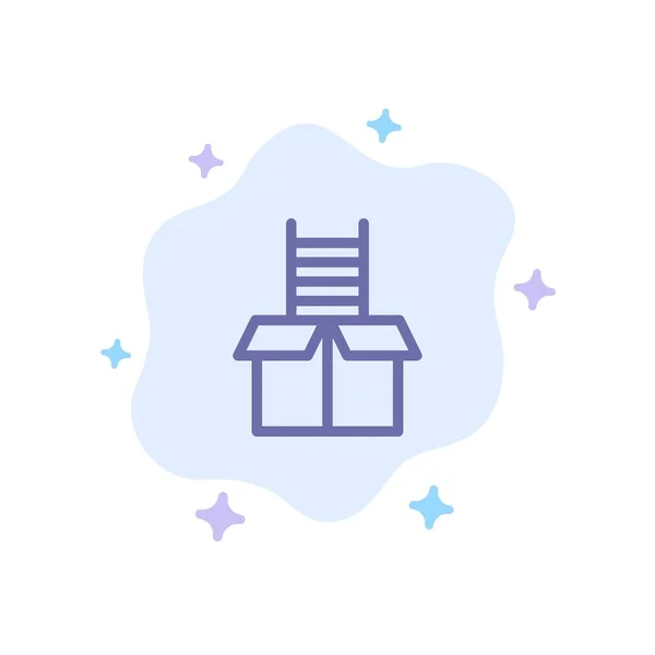 Box, gåva, framgång, klättra Blå ikon på abstrakt moln bakgrund — Stock vektor