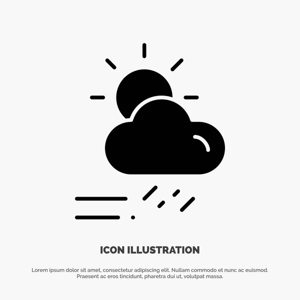 Nube, Día, Lluvioso, Estación, Clima sólido Glifo Icono vector — Vector de stock