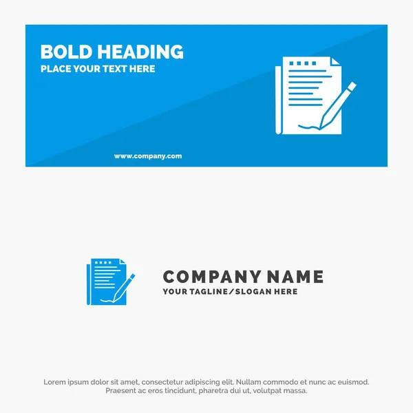 Acuerdo, Informe, Forma, Diseño, Papel SOlid Icono Sitio Web Banner — Vector de stock