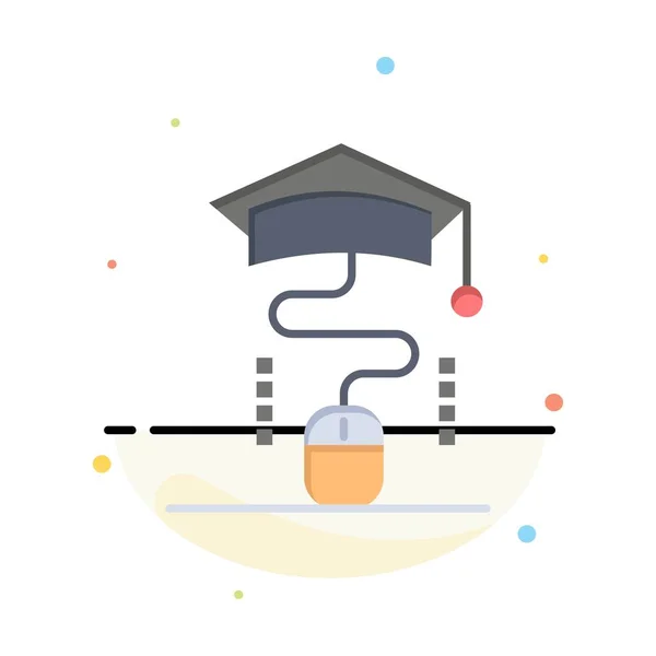 Souris, Graduation, En ligne, Éducation Abstrait Flat Color Icon Te — Image vectorielle