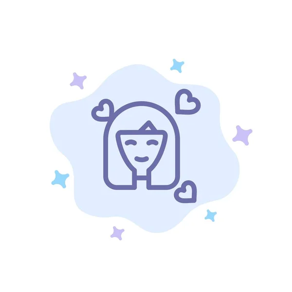 Meisje, persoon, vrouw, avatar, vrouwen blauw pictogram op abstract Cloud B — Stockvector