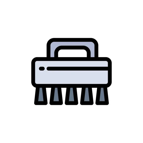 Brush, Cleaning, Set  Flat Color Icon. Vector icon banner Templa — Stock Vector