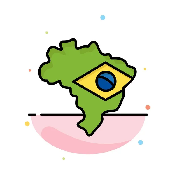 Mapa, Bandeira, Brasil Abstract Flat Color Icon Template —  Vetores de Stock