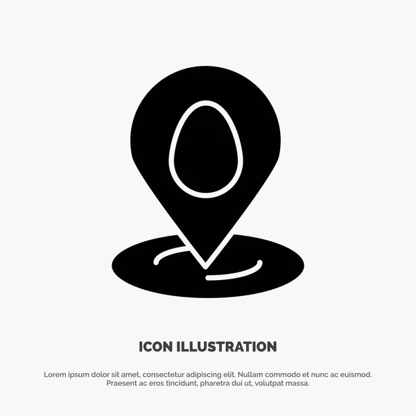 Ubicación, Pin, Mapa, Easter solid Glyph Icon vector — Vector de stock