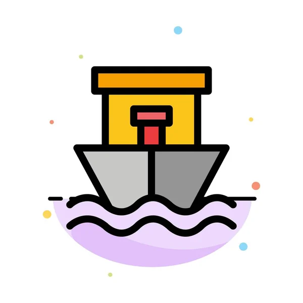 Ship, Beach, Boat, Summer Abstract Flat Color Icon Template — Stock Vector