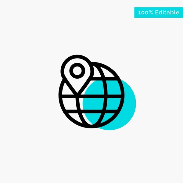 Lage, Karte, Globus, Internet türkisfarbener Hervorhebungspunkt Kreis — Stockvektor
