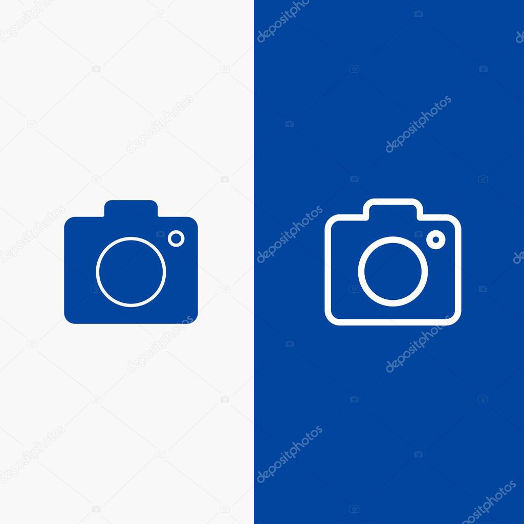 Camera, Image, Photo, Picture Line and Glyph Solid icon Blue ban