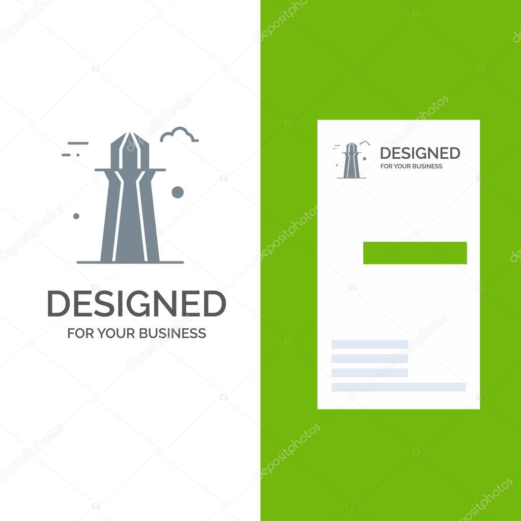 Canada, Co Tower, Canada Tower, Building Grey Logo Design and Bu