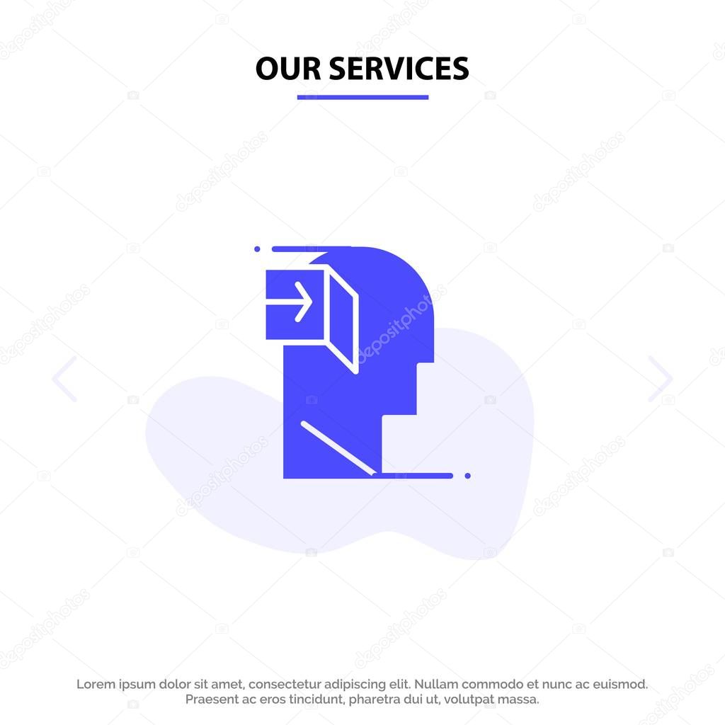 Our Services Door, Human, Inner, Mind, Minded Solid Glyph Icon W