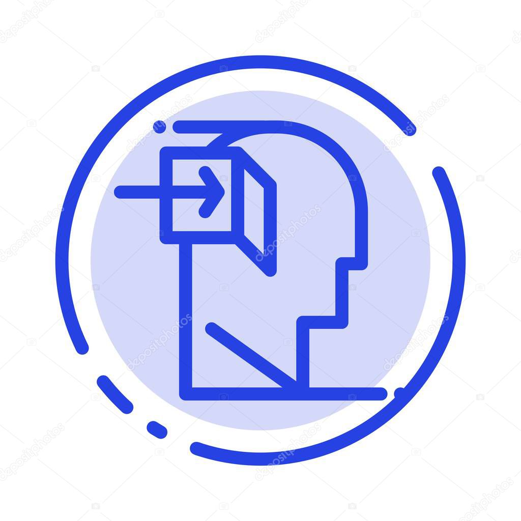 Door, Human, Inner, Mind, Minded Blue Dotted Line Line Icon