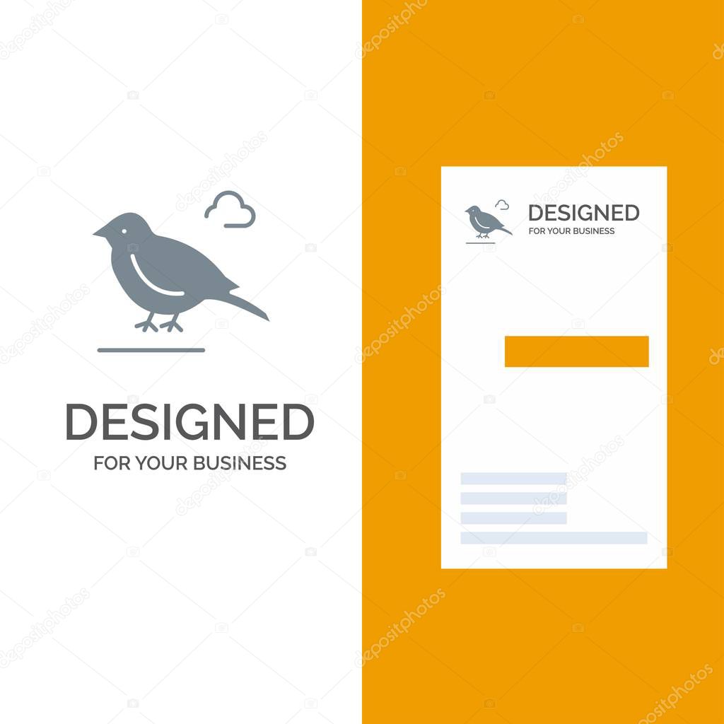 Bird, British, Small, Sparrow Grey Logo Design and Business Card