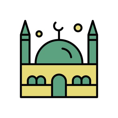 Ramazan simgeleri. Müslüman İslam dua ve ramazan kareem ince çizgi 