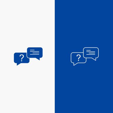 Sohbet, Bubble, Popup, Message Line ve Glyph Solid simgesi Mavi afiş Hattı ve Glyph Solid simgesi Mavi afiş