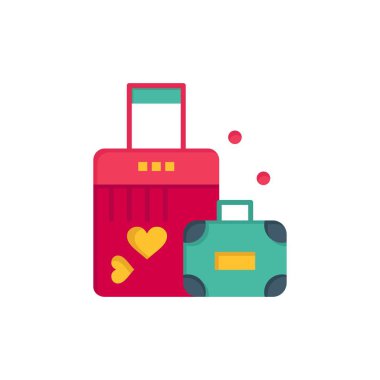 Evrak Çantası, Aşk, Kalp, Düğün Düz Renk Simgesi. Vektör simgesi ba