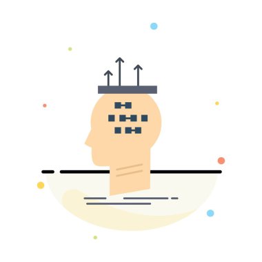 Algoritma, beyin, sonuç, süreç, düşünme Düz Renk Simgesi 