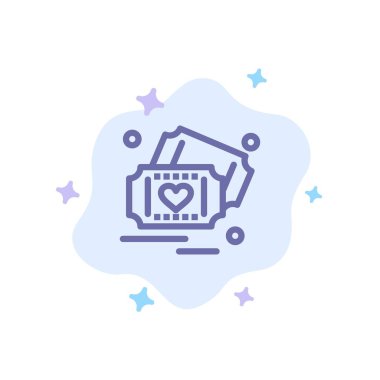 Bilet, Aşk, Kalp, Soyut Bulut Backgro Üzerinde Düğün Mavi Simge