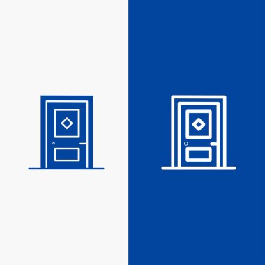 Bina, Yapı, İnşaat, Kapı Hattı ve Glyph Solid simgesi Bl