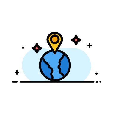 Dünya, Harita, Konum İş Düz Çizgisi Simge Vektörü Yasağı Dolduruldu