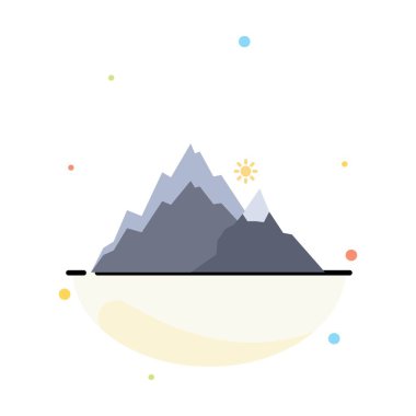 dağ, manzara, tepe, doğa, ağaç Düz Renk Simge Vektör