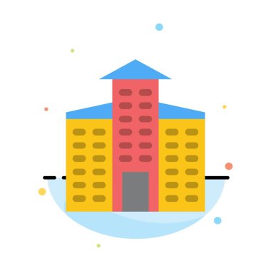 Bina, Şehir, İnşaat Soyut Düz Renk Simgesi Şablonu