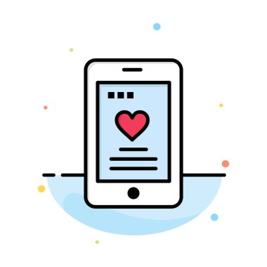 Cep, Aşk, Telefon, Düğün Soyut Düz Renk Simgesi Şablon