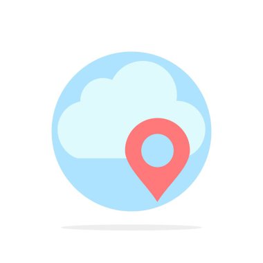 Bulut, Harita, Pin, Marker Soyut Daire Arka Plan Düz renk Ic