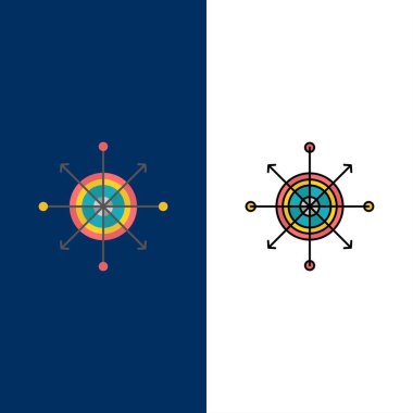 Odak, Tahta, Dart, Ok, Hedef Simgeler. Düz ve Hat Dolu I