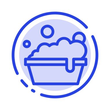 Kase, Temizleme, yıkama mavi noktalı çizgi çizgi simgesi