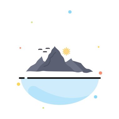 dağ, manzara, tepe, doğa, güneş Düz Renk Simge Vektör