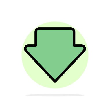 Ok, Aşağı, İndir Soyut Daire Arka Plan Düz renk Simgesi