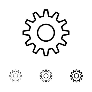 Dişliler, Dişli, Kalın ve ince siyah çizgi simge seti ayarlama