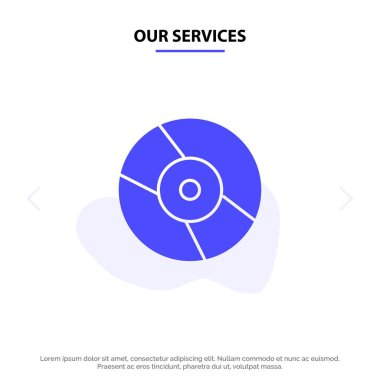 Hizmetlerimiz Cd, Dvd, Disk, Cihaz Katı Glyph Icon Web kartı Tem