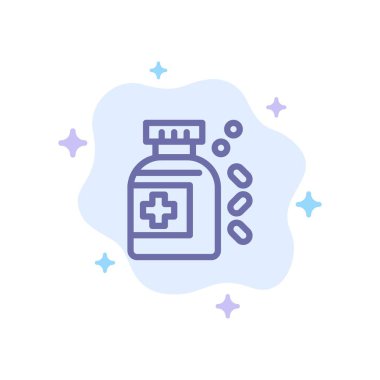 Soyut Bulut Arka Planda Şişe, İlaç, Tablet Mavi Sonu