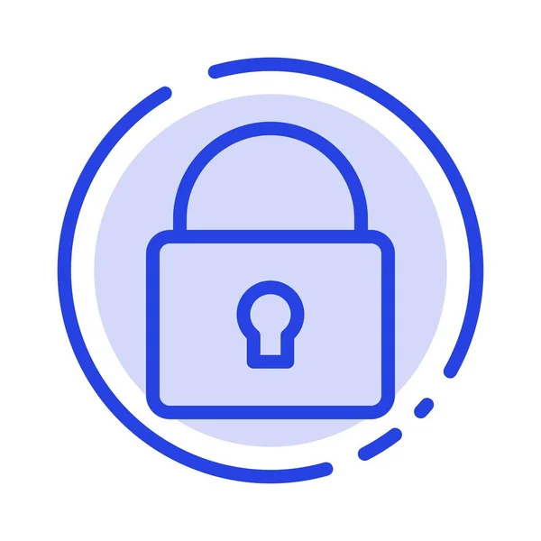 Vergrendelen, beveiliging, vergrendeld, login blauwe stippellijn lijn icoon — Stockvector