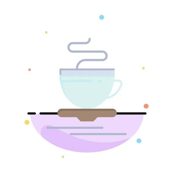 茶， 杯， 热， 酒店抽象平面颜色图标模板 — 图库矢量图片