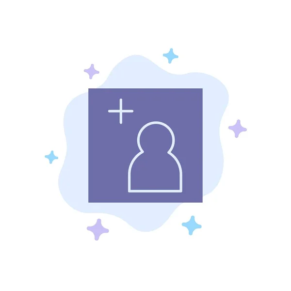 Cámara, Añadir, Imagen icono azul en el fondo abstracto de la nube — Vector de stock