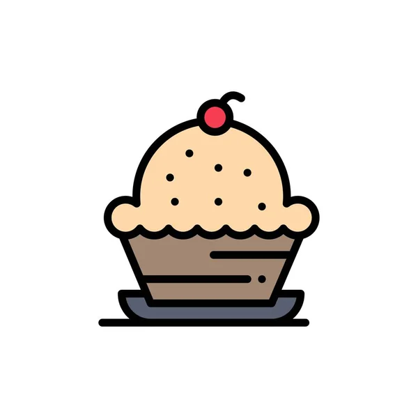 Torta, desszert, muffin, édes, Hálaadás lapos szín Icon. Vec — Stock Vector