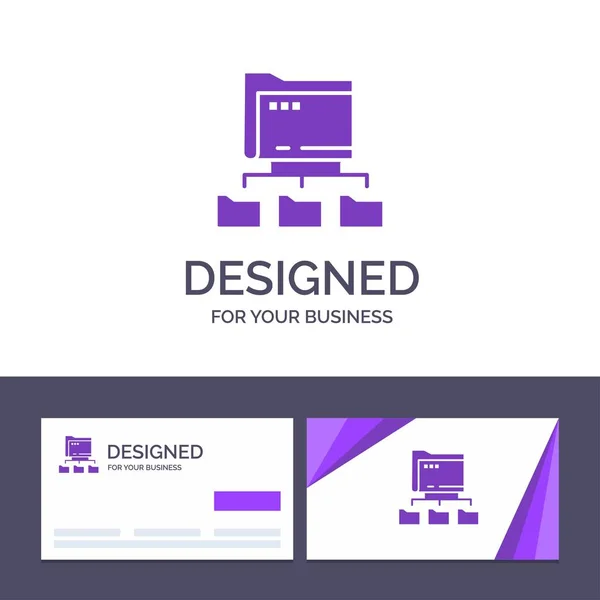 Carte de visite créative et modèle de logo Dossier, dossiers, Networ — Image vectorielle