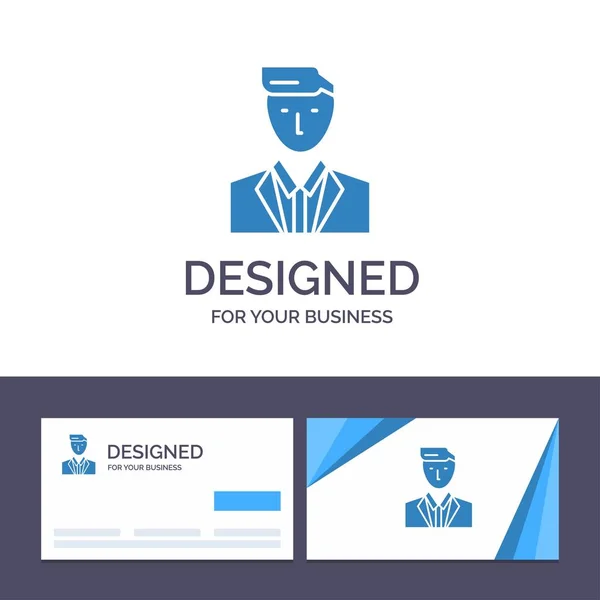 Modèle de carte de visite créative et logo Patron, Ceo, Chef, Leader — Image vectorielle