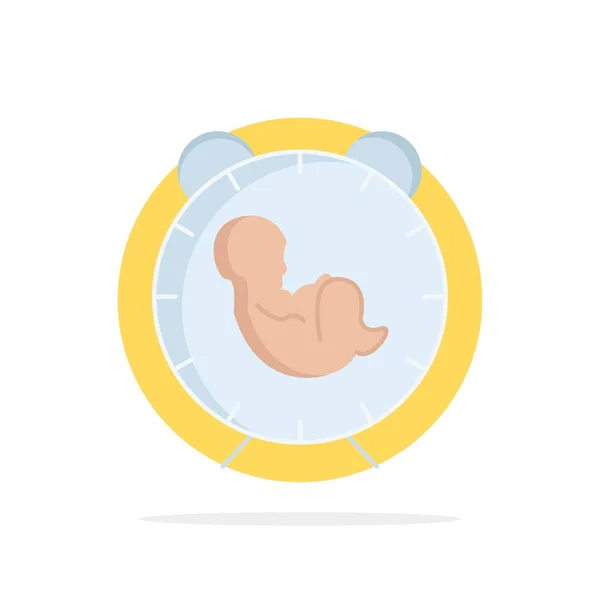 Entrega, tempo, bebê, nascimento, criança Flat Color Icon Vector — Vetor de Stock