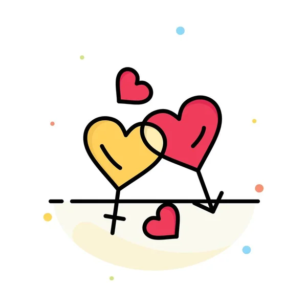 Hjärta, mannen, kvinnor, kärlek, Valentine abstrakt platt färg ikon Temp — Stock vektor